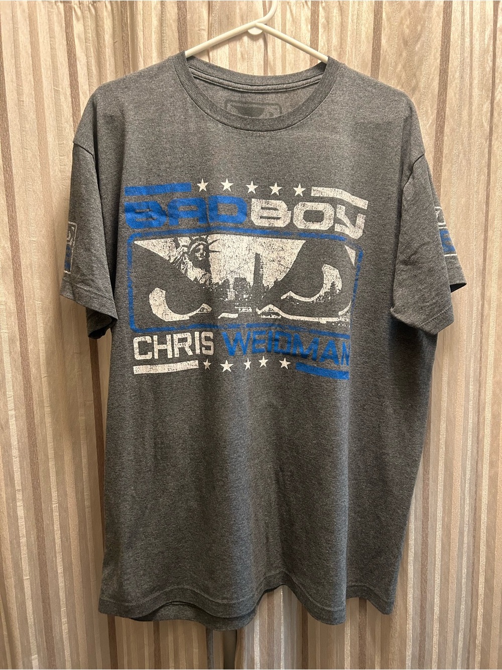 MMA Chris Weidman Bad Boy T-Shirt - Gray/Blue, Men’s Size XL